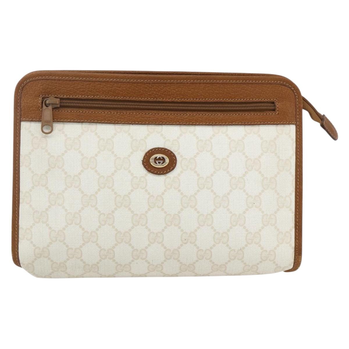 GUCCI GG Supreme Clutch Bag PVC Leather Ivory Gold 41 01 037 Auth fm5228
