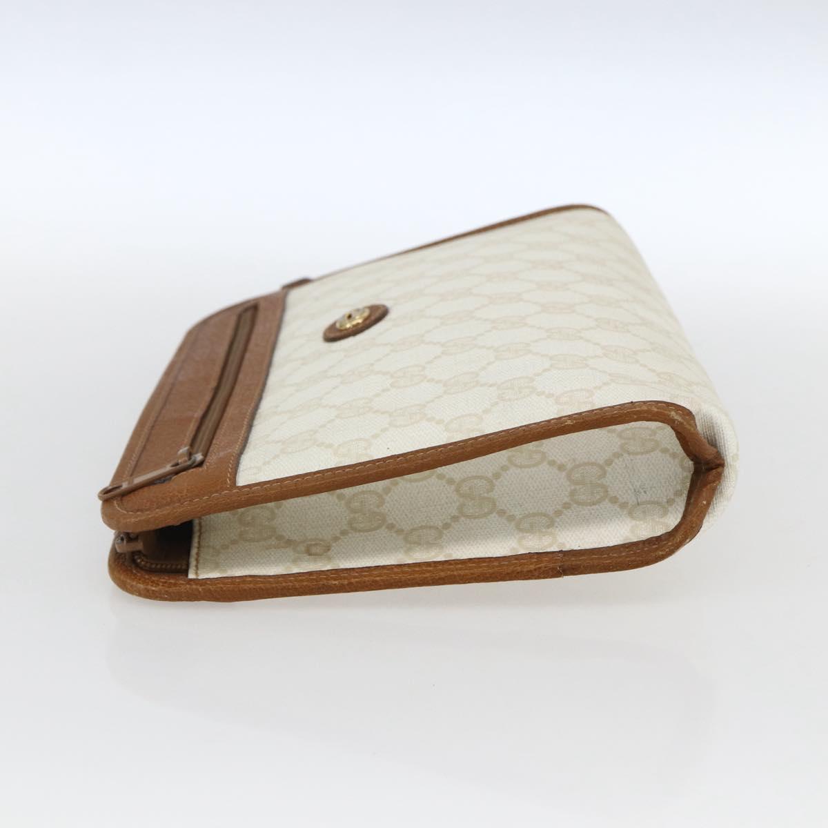 GUCCI GG Supreme Clutch Bag PVC Leather Ivory Gold 41 01 037 Auth fm5228