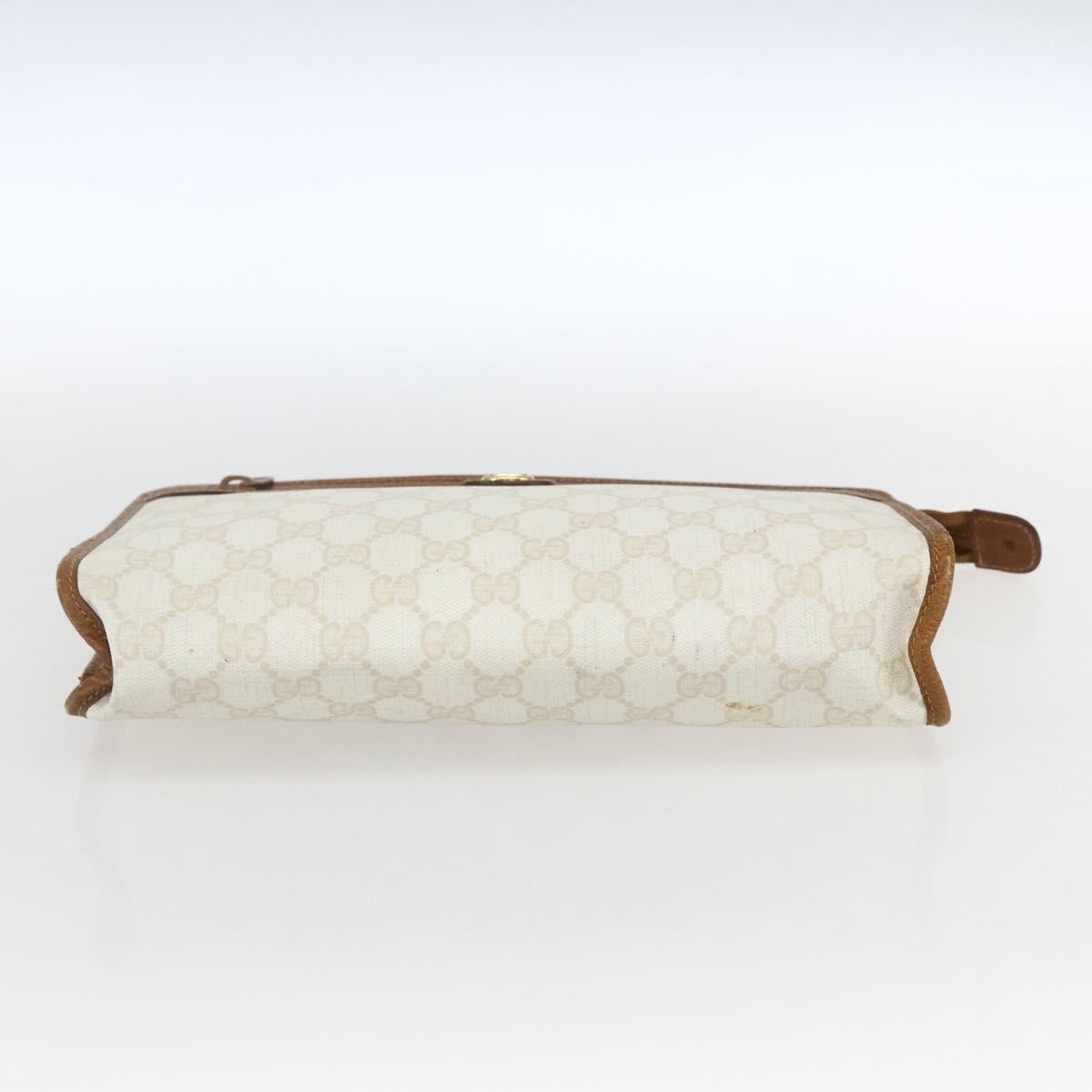 GUCCI GG Supreme Clutch Bag PVC Leather Ivory Gold 41 01 037 Auth fm5228