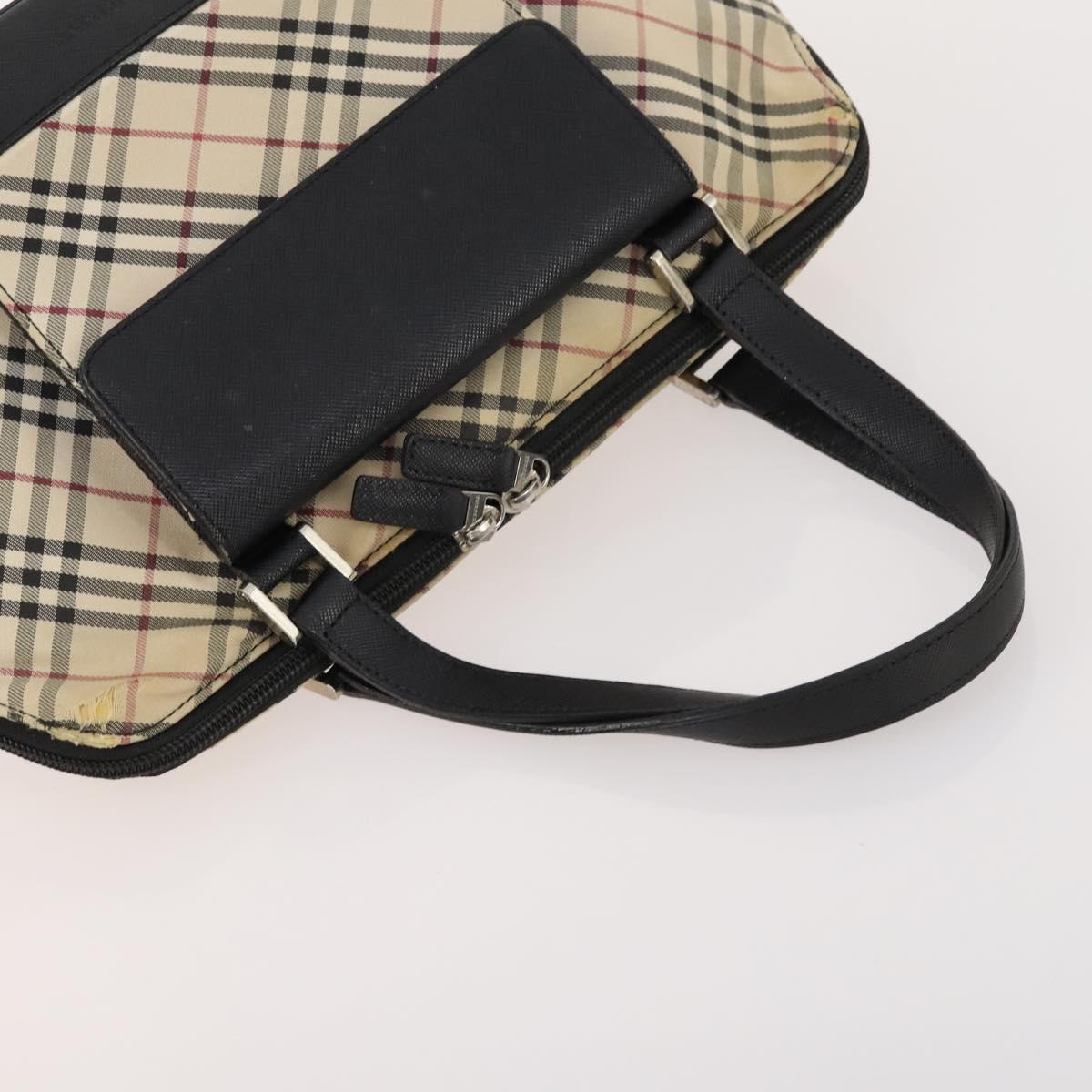 BURBERRY Nova Check Blue Label Bag Canvas Suede 4 Set Brown Beige Auth fm5239