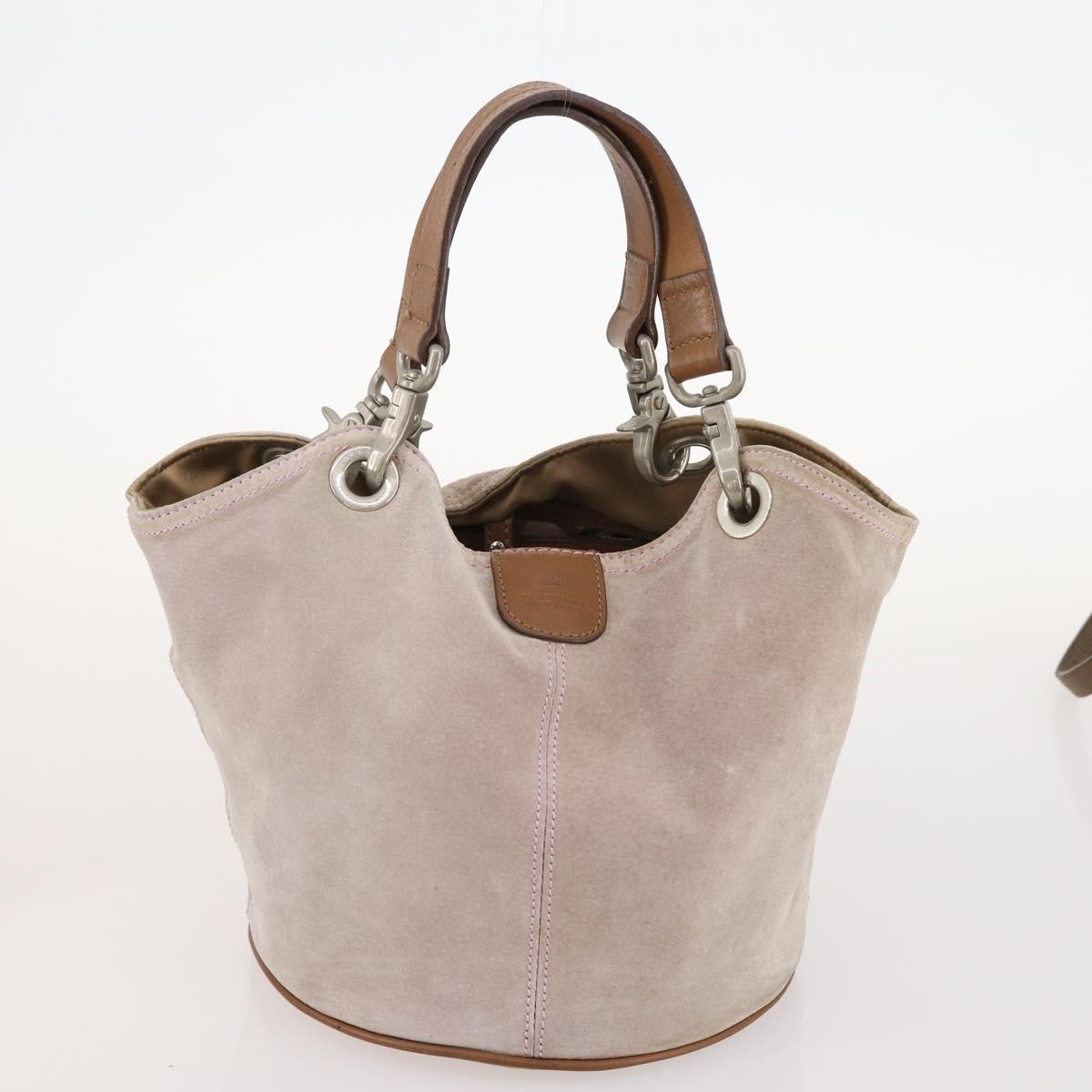 BURBERRY Nova Check Blue Label Bag Canvas Suede 4 Set Brown Beige Auth fm5239