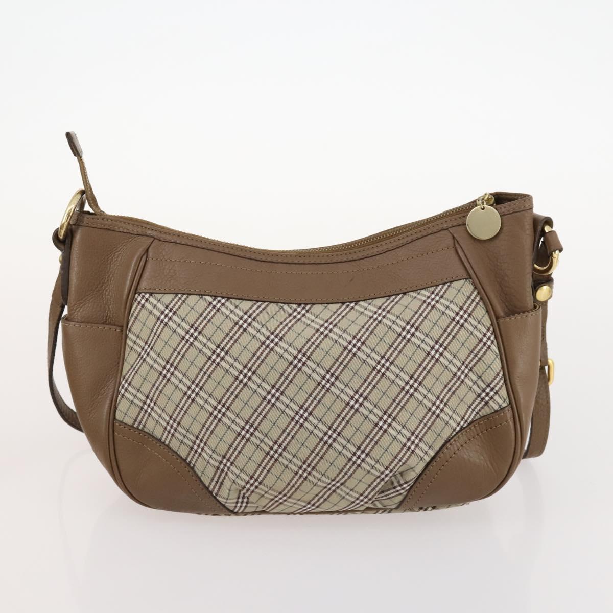 BURBERRY Nova Check Blue Label Bag Canvas Suede 4 Set Brown Beige Auth fm5239