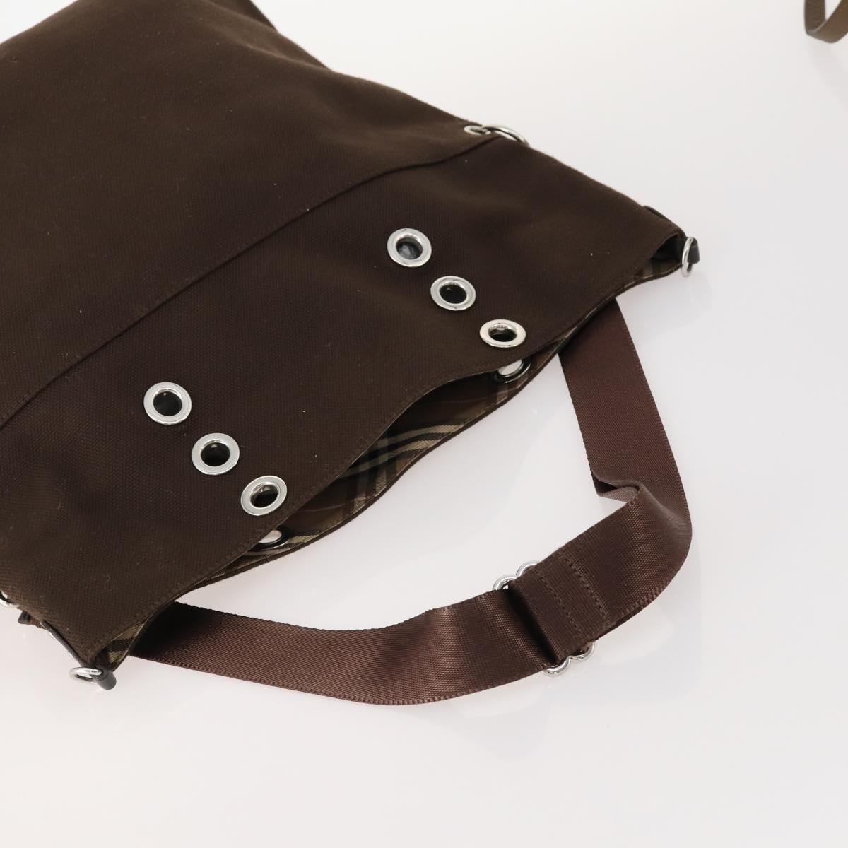 BURBERRY Nova Check Blue Label Bag Canvas Suede 4 Set Brown Beige Auth fm5239