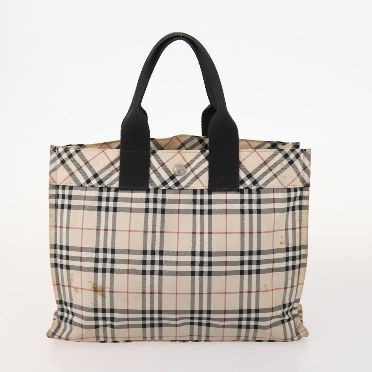 BURBERRY Nova Check Blue Label Bag Canvas nylon 5 Set Black Blue Auth fm5240