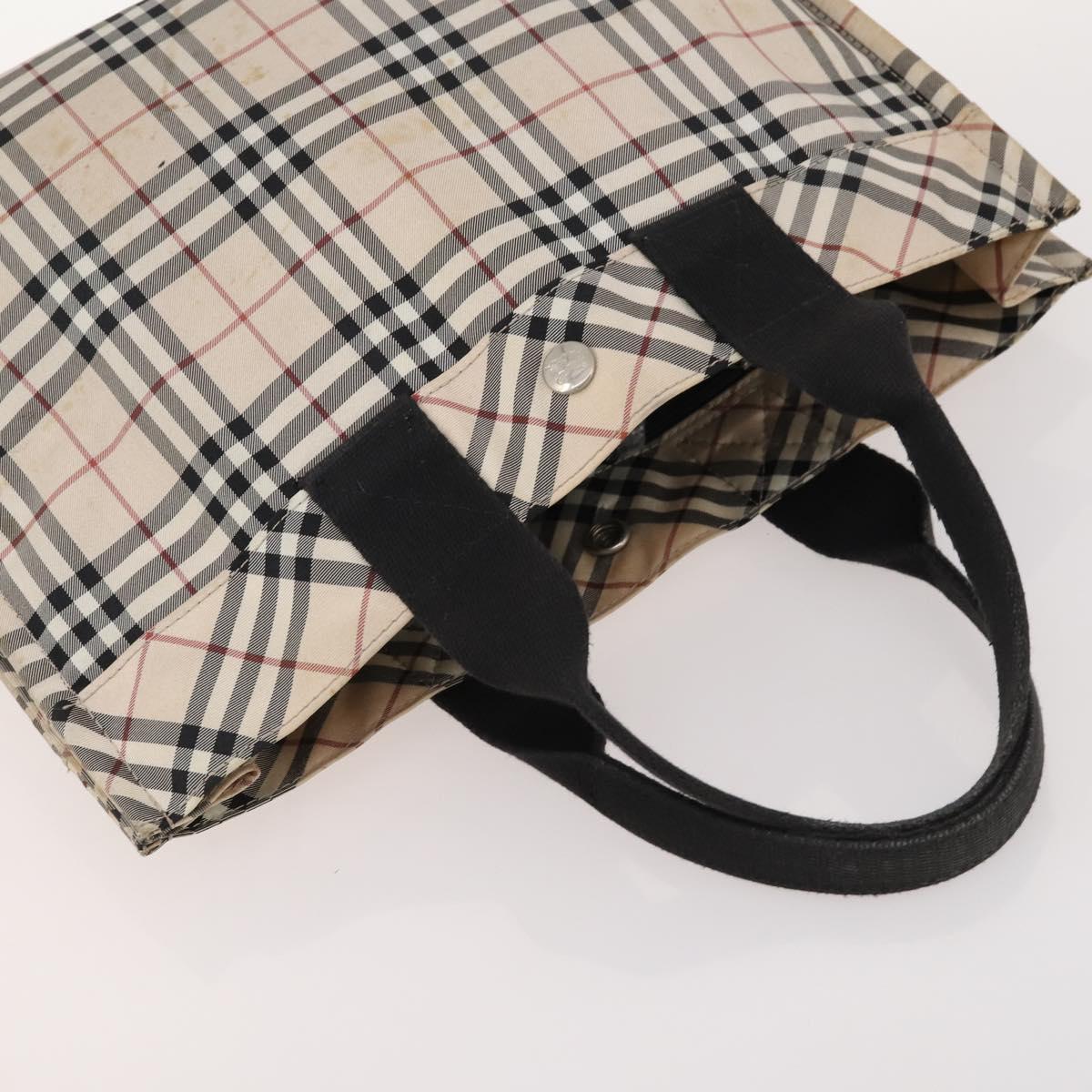 BURBERRY Nova Check Blue Label Bag Canvas nylon 5 Set Black Blue Auth fm5240