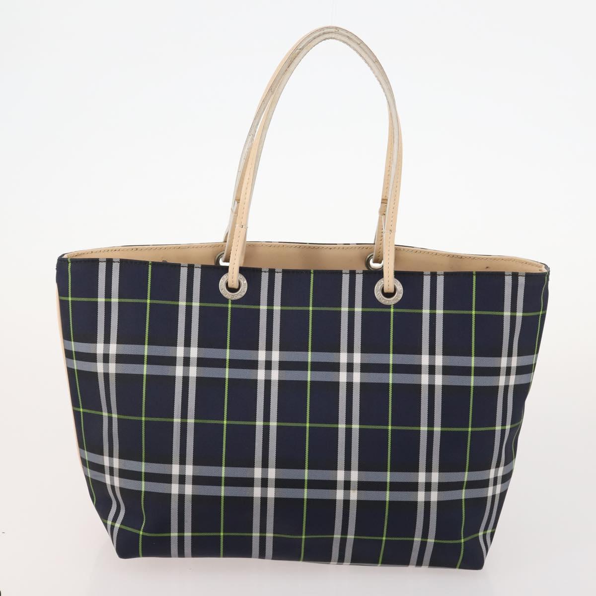 BURBERRY Nova Check Blue Label Bag Canvas nylon 5 Set Black Blue Auth fm5240