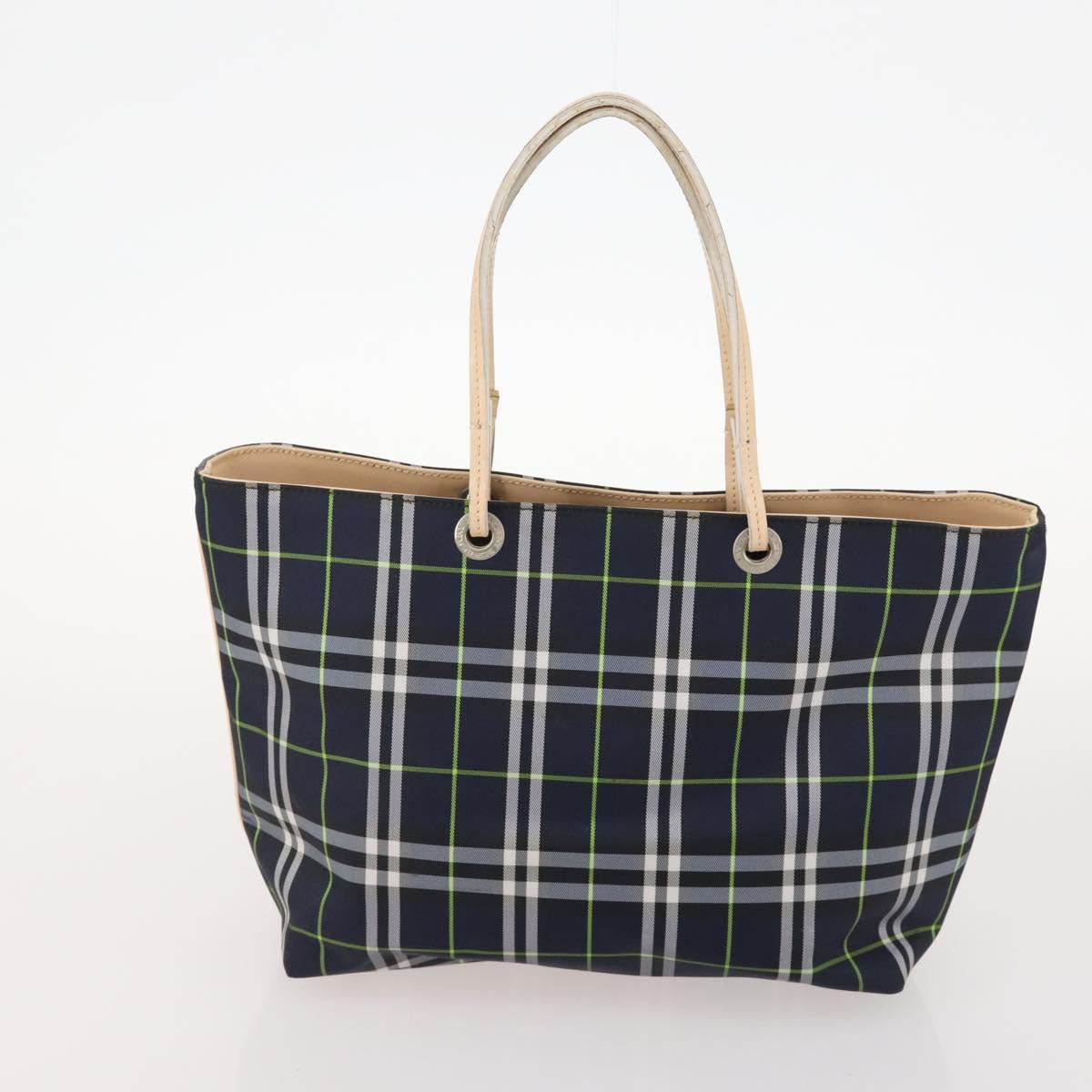 BURBERRY Nova Check Blue Label Bag Canvas nylon 5 Set Black Blue Auth fm5240