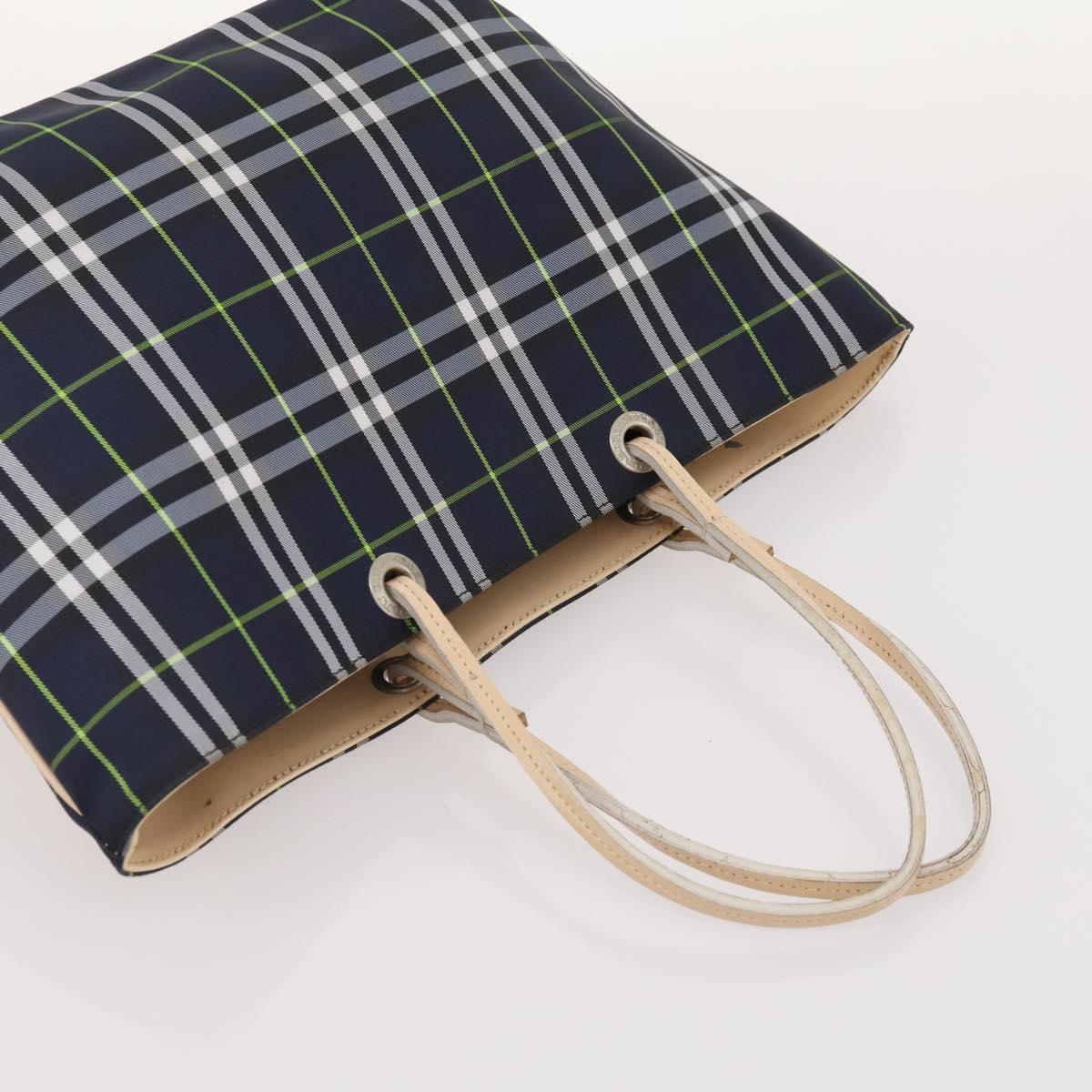 BURBERRY Nova Check Blue Label Bag Canvas nylon 5 Set Black Blue Auth fm5240
