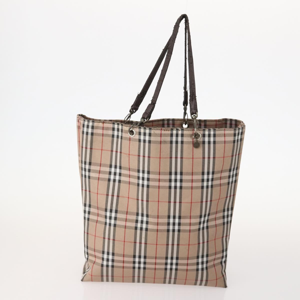 BURBERRY Nova Check Blue Label Bag Canvas nylon 5 Set Black Blue Auth fm5240