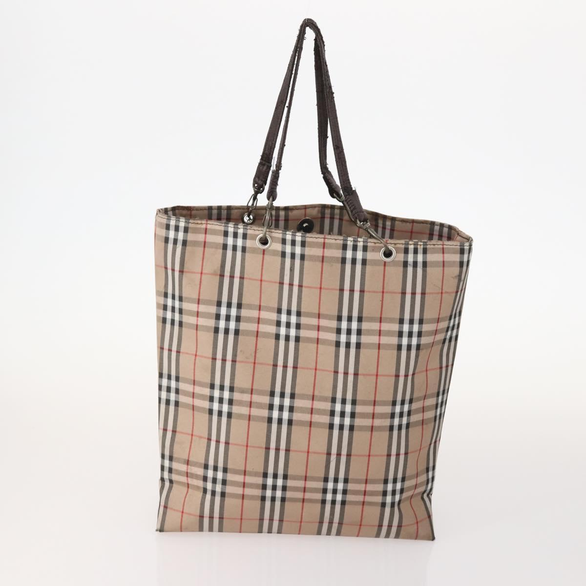 BURBERRY Nova Check Blue Label Bag Canvas nylon 5 Set Black Blue Auth fm5240