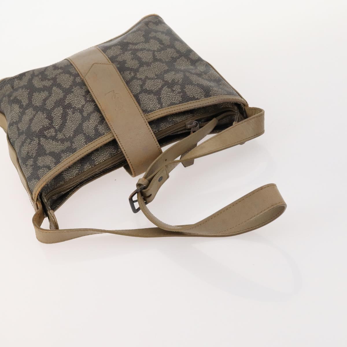 SAINT LAURENT Shoulder Bag PVC 4 Set Gray White Auth fm5241