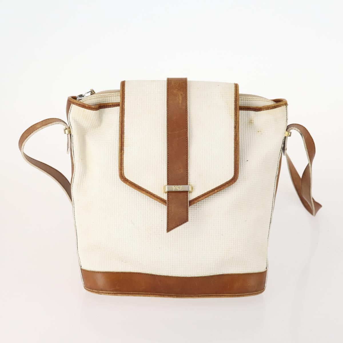 SAINT LAURENT Shoulder Bag PVC 4 Set Gray White Auth fm5241