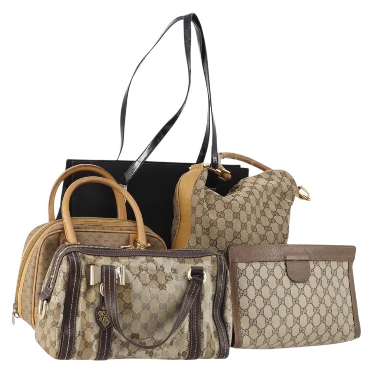 GUCCI GG Supreme Micro GG Crystal Bag Coated Canvas PVC 5 Set Black Auth fm5242