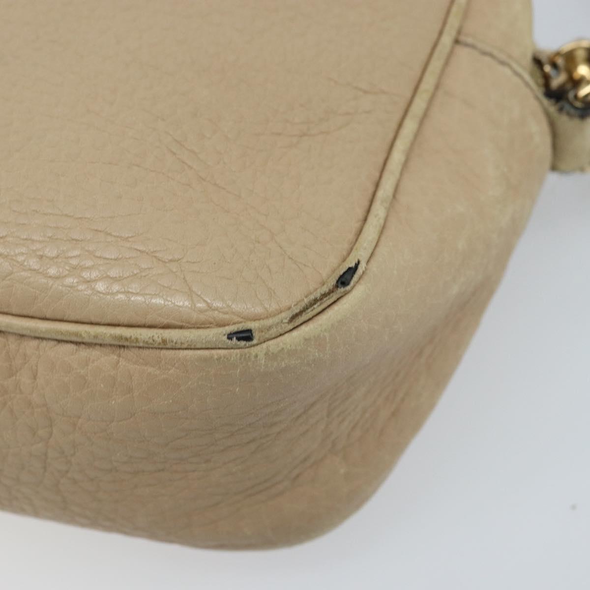 GUCCI Soho Shoulder Bag Leather Beige Gold 308361 Auth fm5252