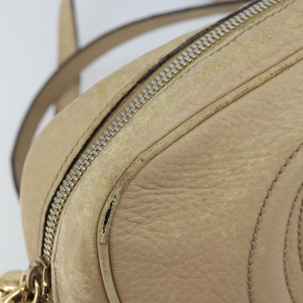 GUCCI Soho Shoulder Bag Leather Beige Gold 308361 Auth fm5252