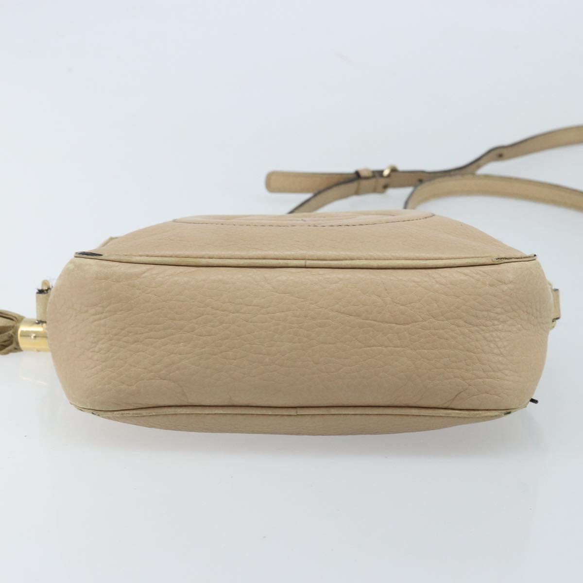 GUCCI Soho Shoulder Bag Leather Beige Gold 308361 Auth fm5252