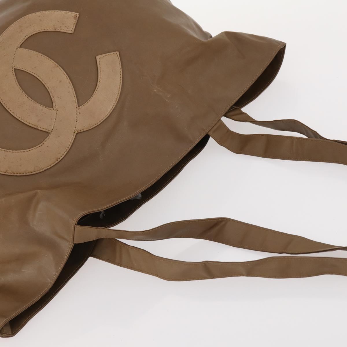 CHANEL COCO Mark Tote Bag Vinyl Brown CC Auth fm5255