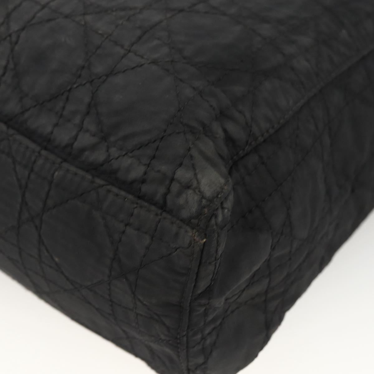 Christian Dior Canage Tote Bag Nylon Black Gold Auth fm5259