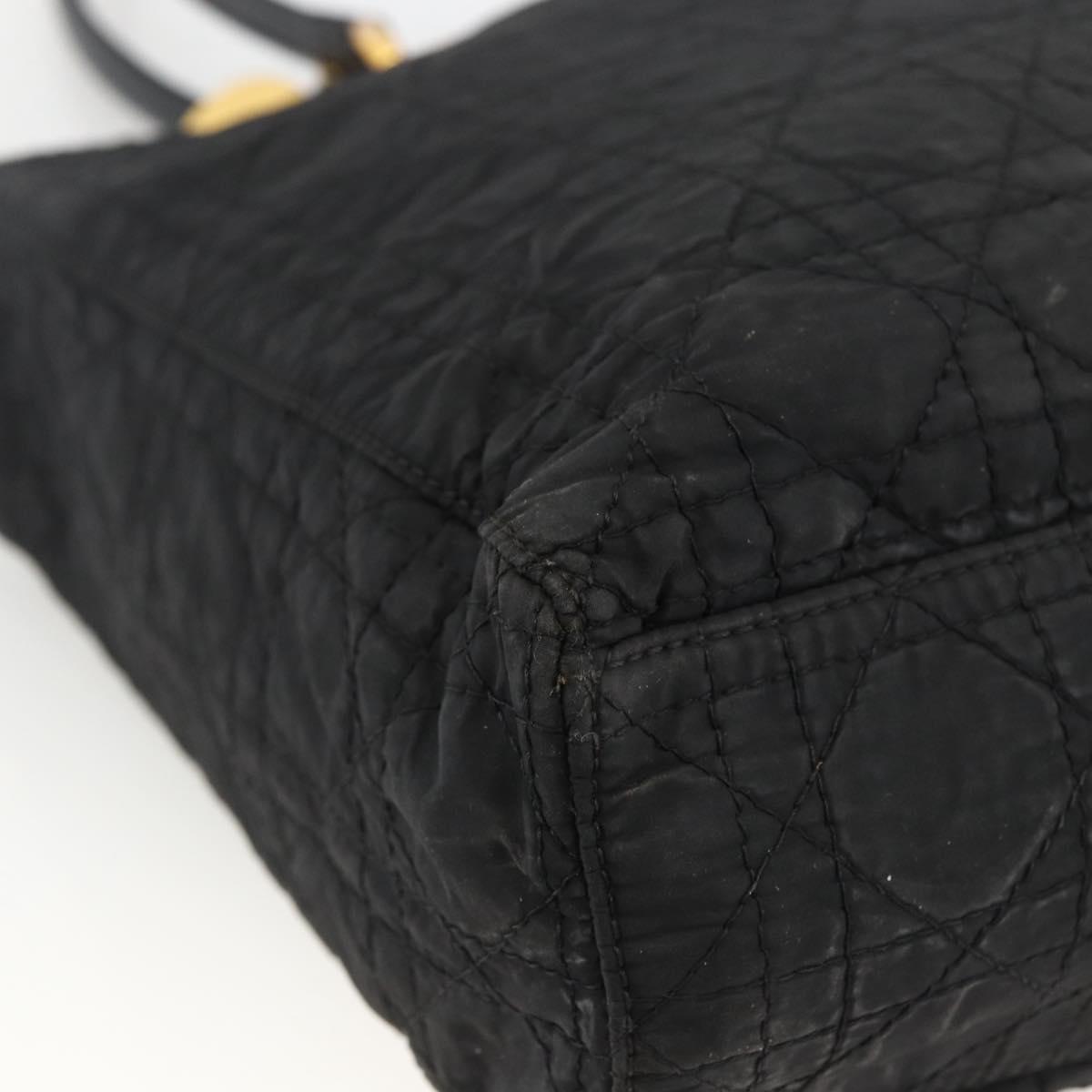 Christian Dior Canage Tote Bag Nylon Black Gold Auth fm5259