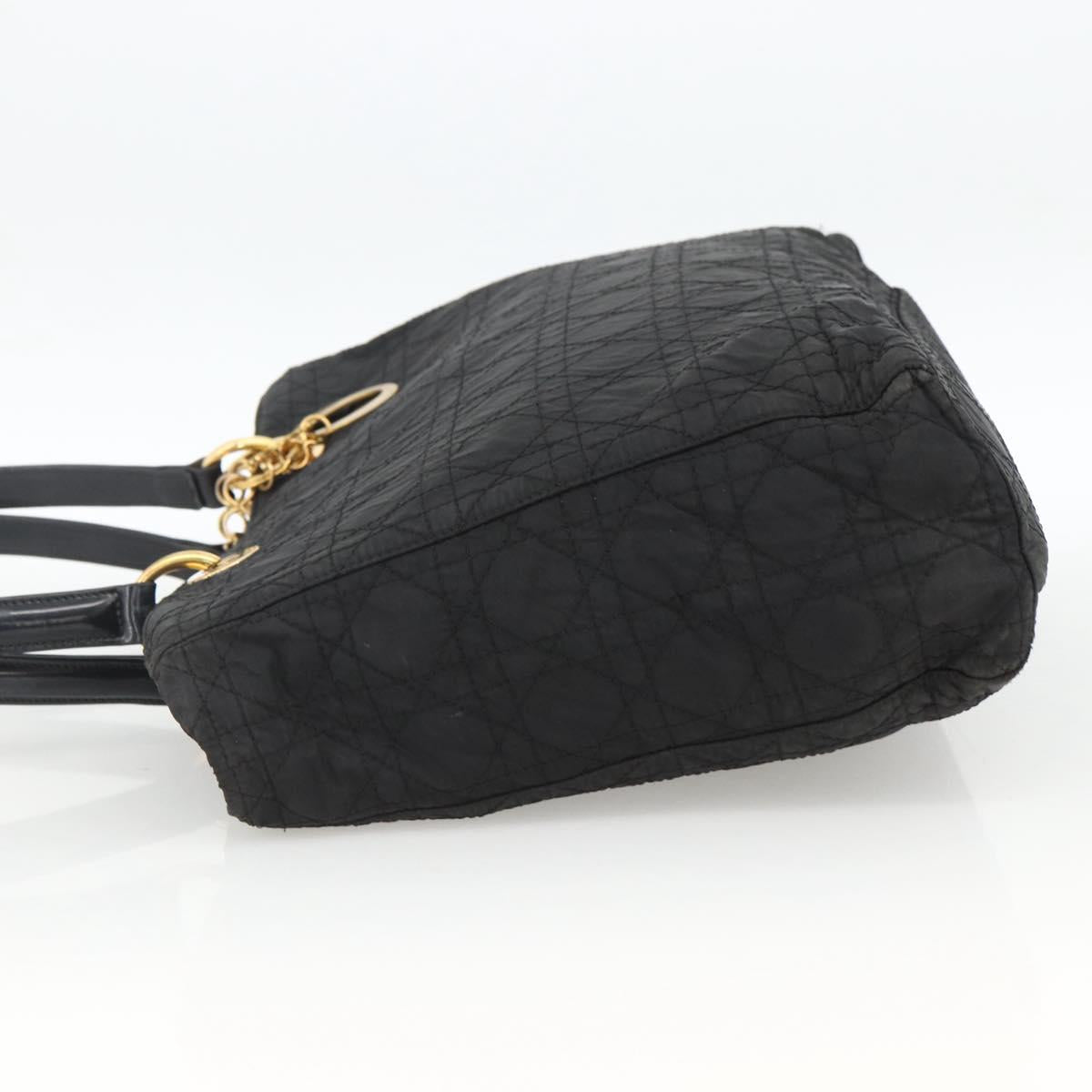 Christian Dior Canage Tote Bag Nylon Black Gold Auth fm5259