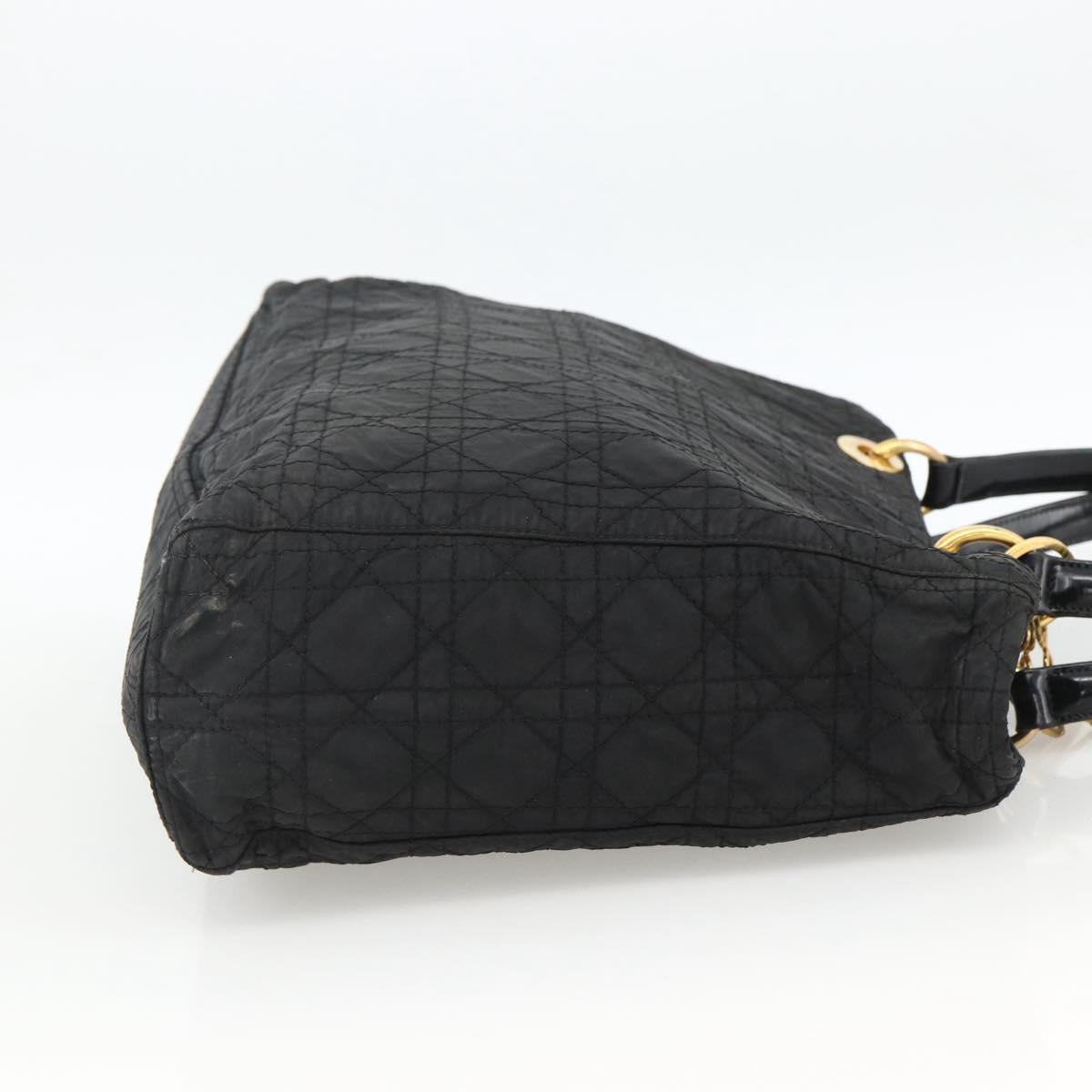 Christian Dior Canage Tote Bag Nylon Black Gold Auth fm5259