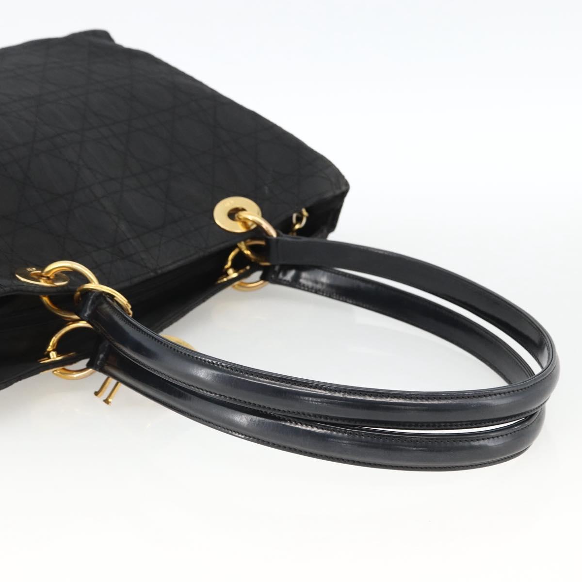 Christian Dior Canage Tote Bag Nylon Black Gold Auth fm5259