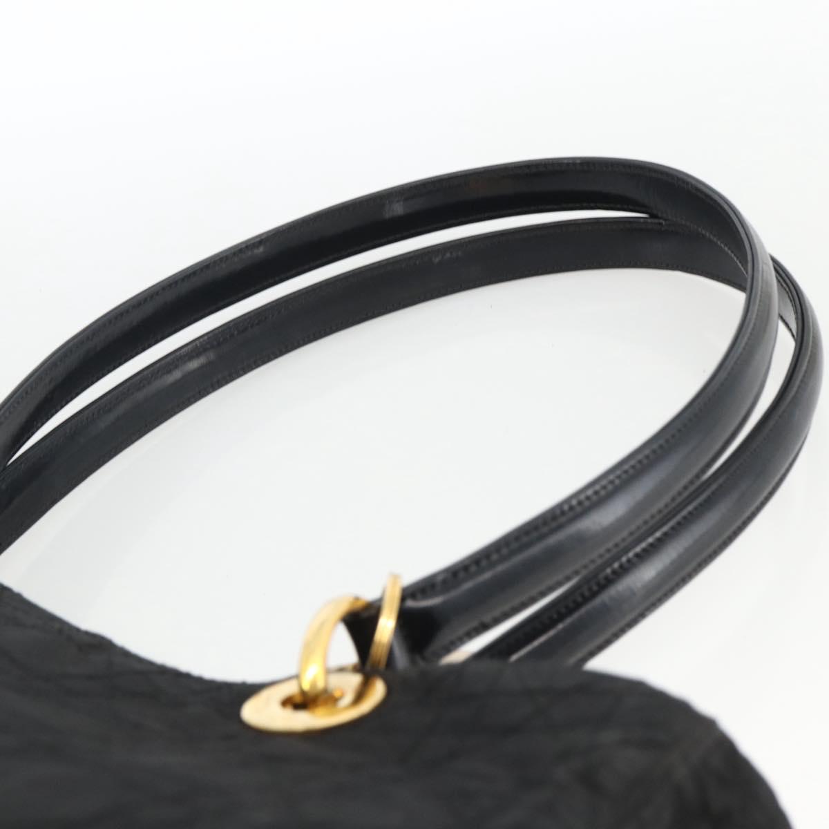 Christian Dior Canage Tote Bag Nylon Black Gold Auth fm5259