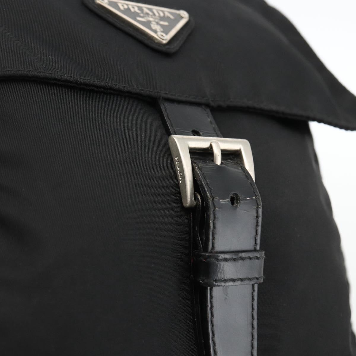 PRADA Shoulder Bag Nylon Black Silver Auth fm5260