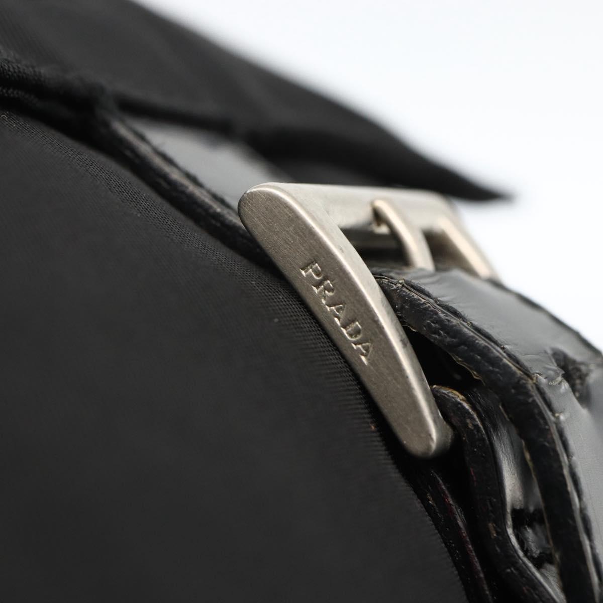 PRADA Shoulder Bag Nylon Black Silver Auth fm5260