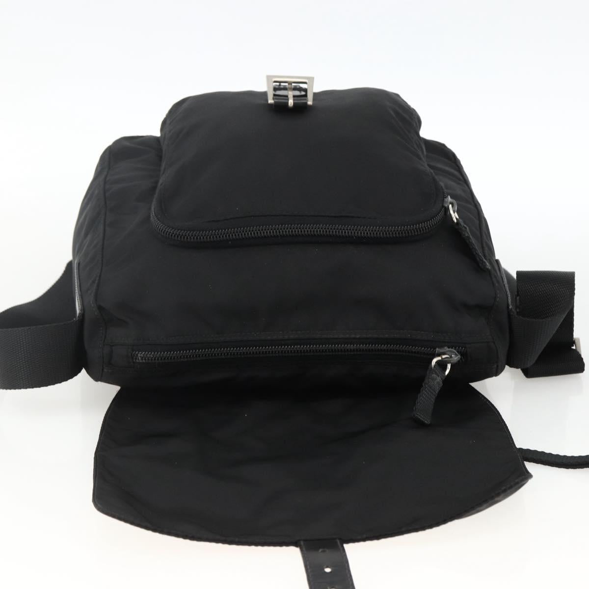 PRADA Shoulder Bag Nylon Black Silver Auth fm5260