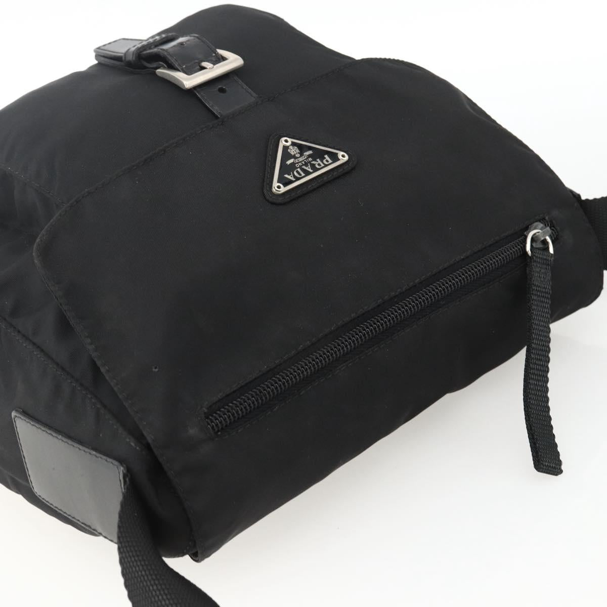 PRADA Shoulder Bag Nylon Black Silver Auth fm5260