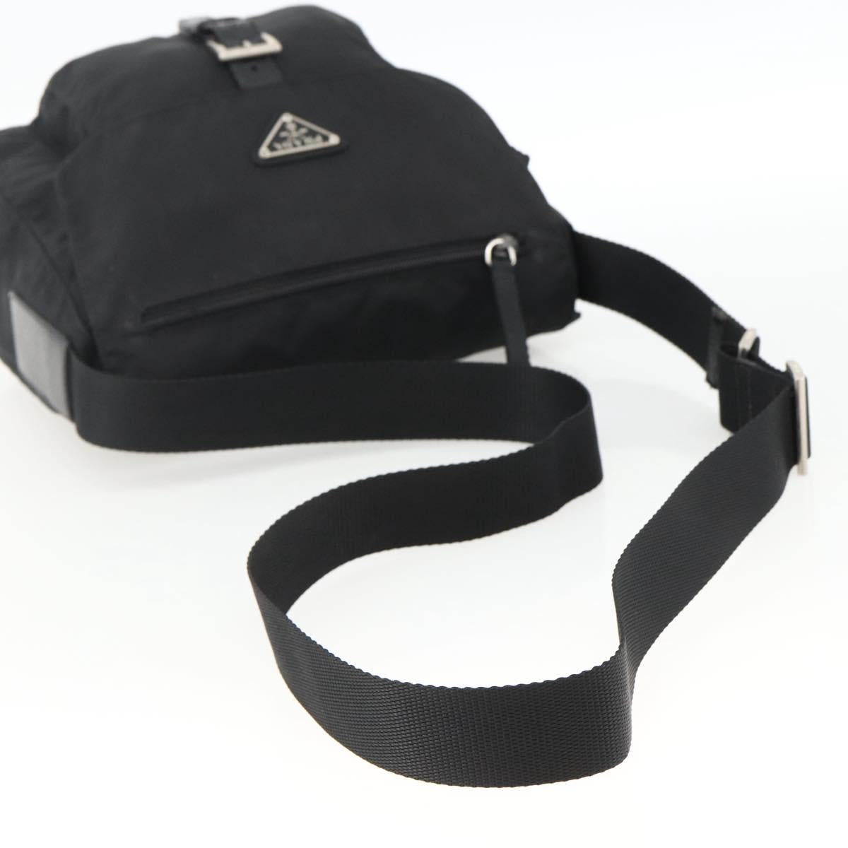 PRADA Shoulder Bag Nylon Black Silver Auth fm5260