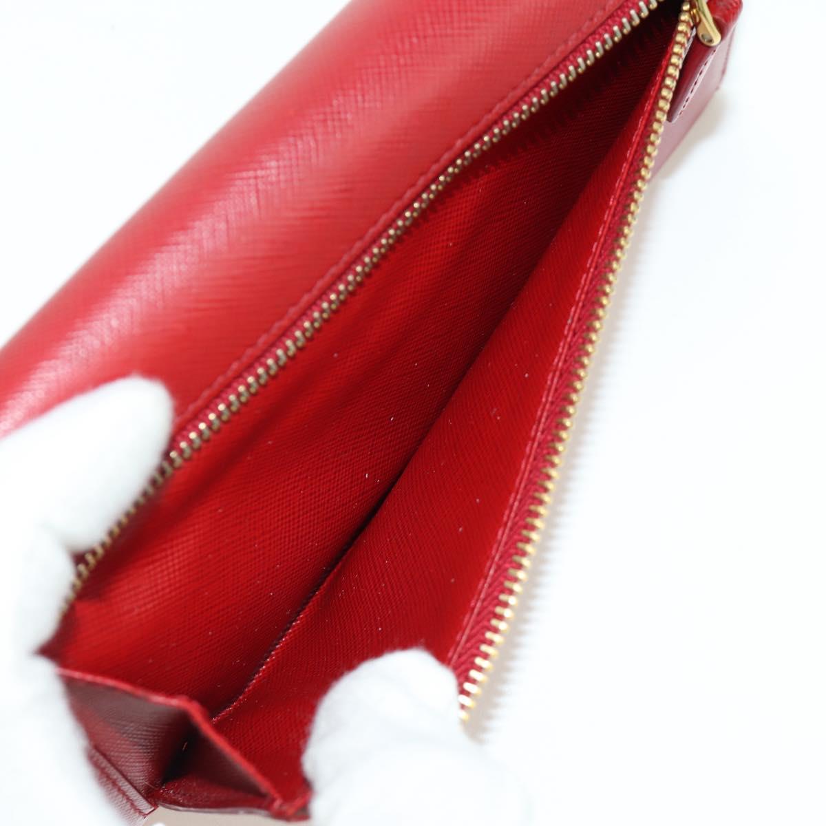 PRADA Long Wallet Safiano leather Red Gold Auth fm5264