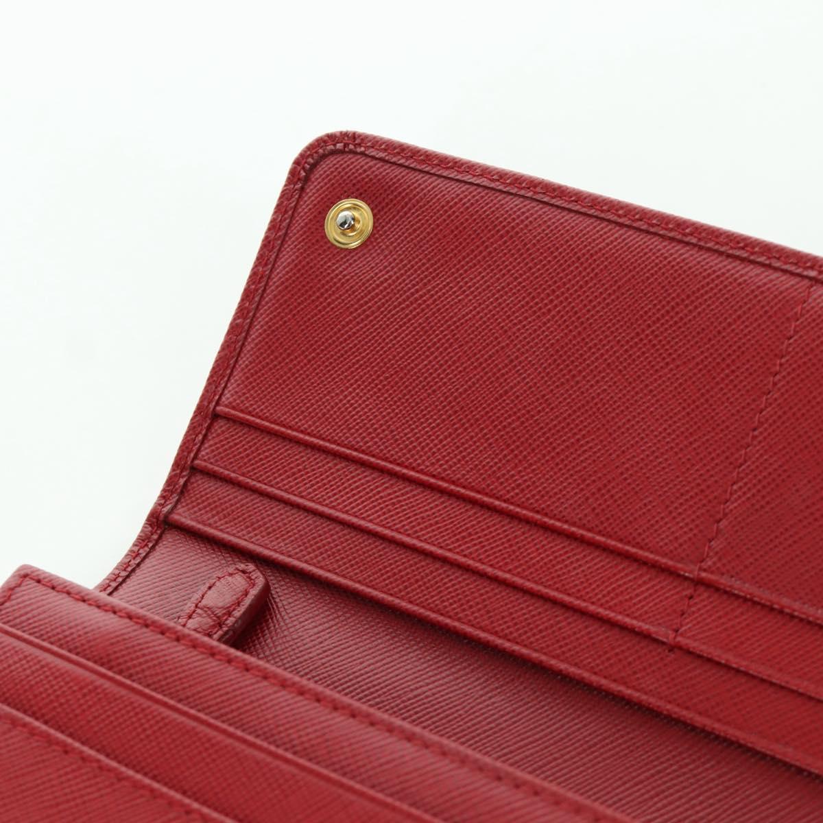 PRADA Long Wallet Safiano leather Red Gold Auth fm5264