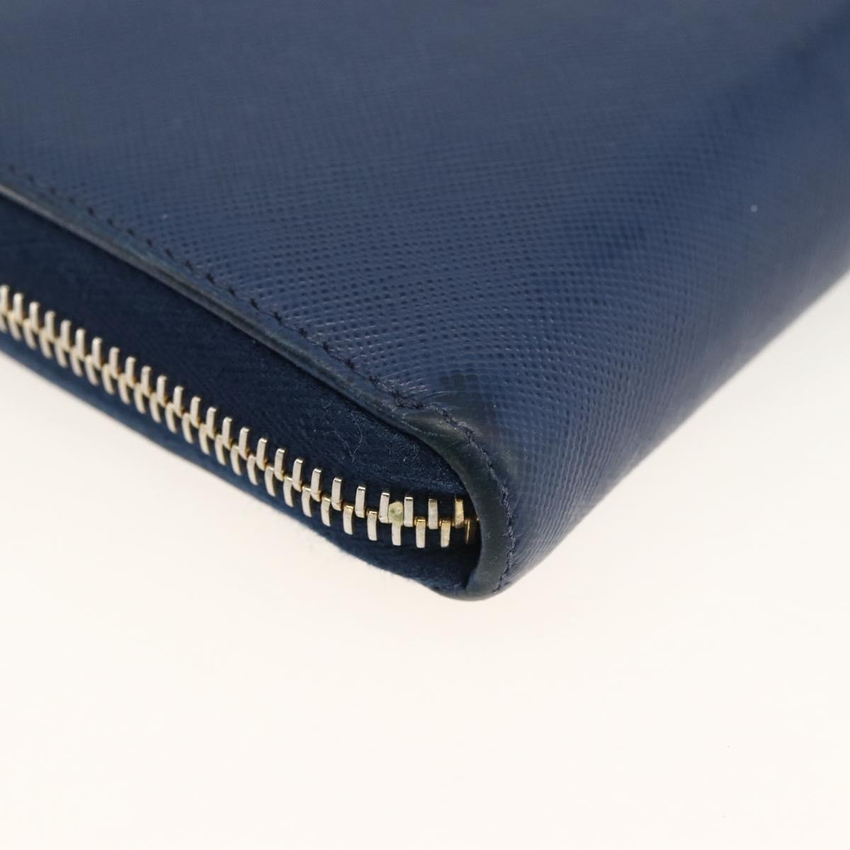 PRADA Long Wallet Safiano leather Navy Gold Auth fm5265