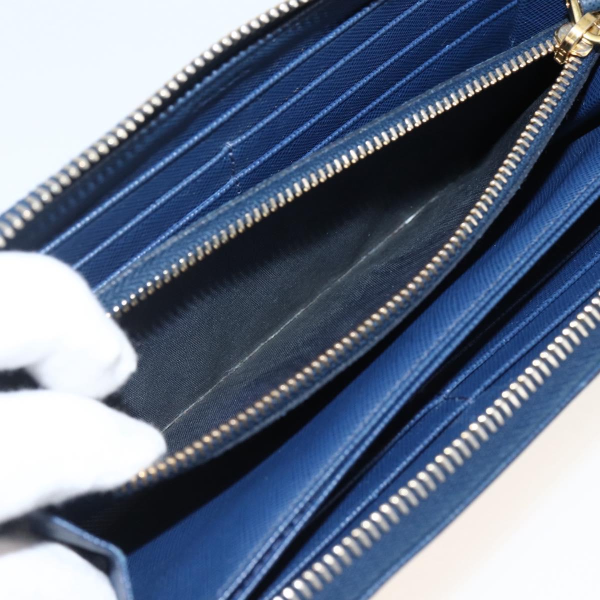 PRADA Long Wallet Safiano leather Navy Gold Auth fm5265