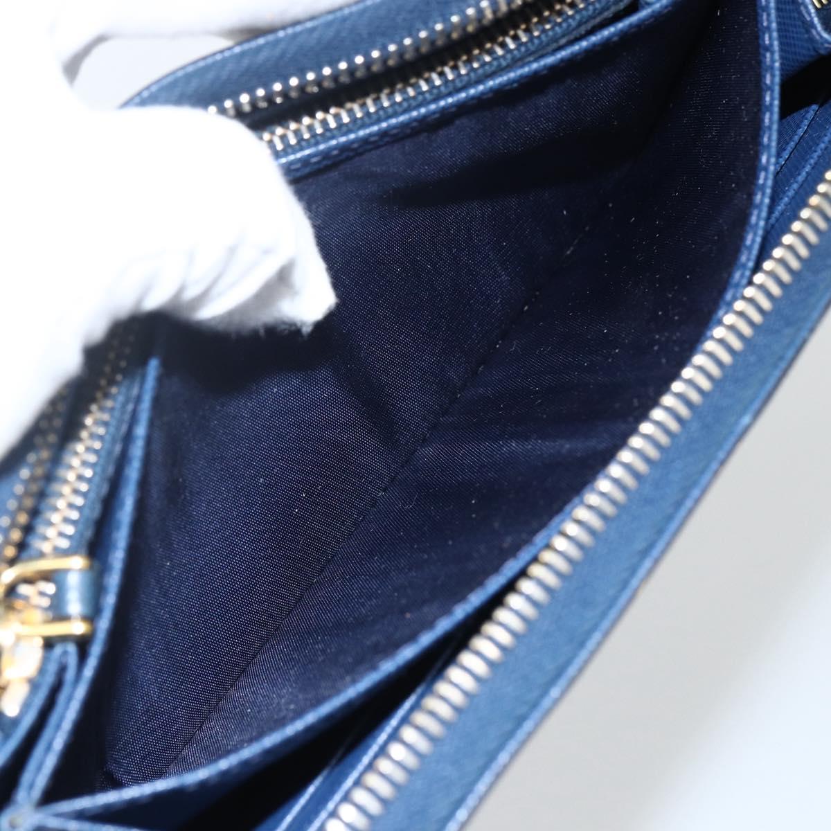 PRADA Long Wallet Safiano leather Navy Gold Auth fm5265