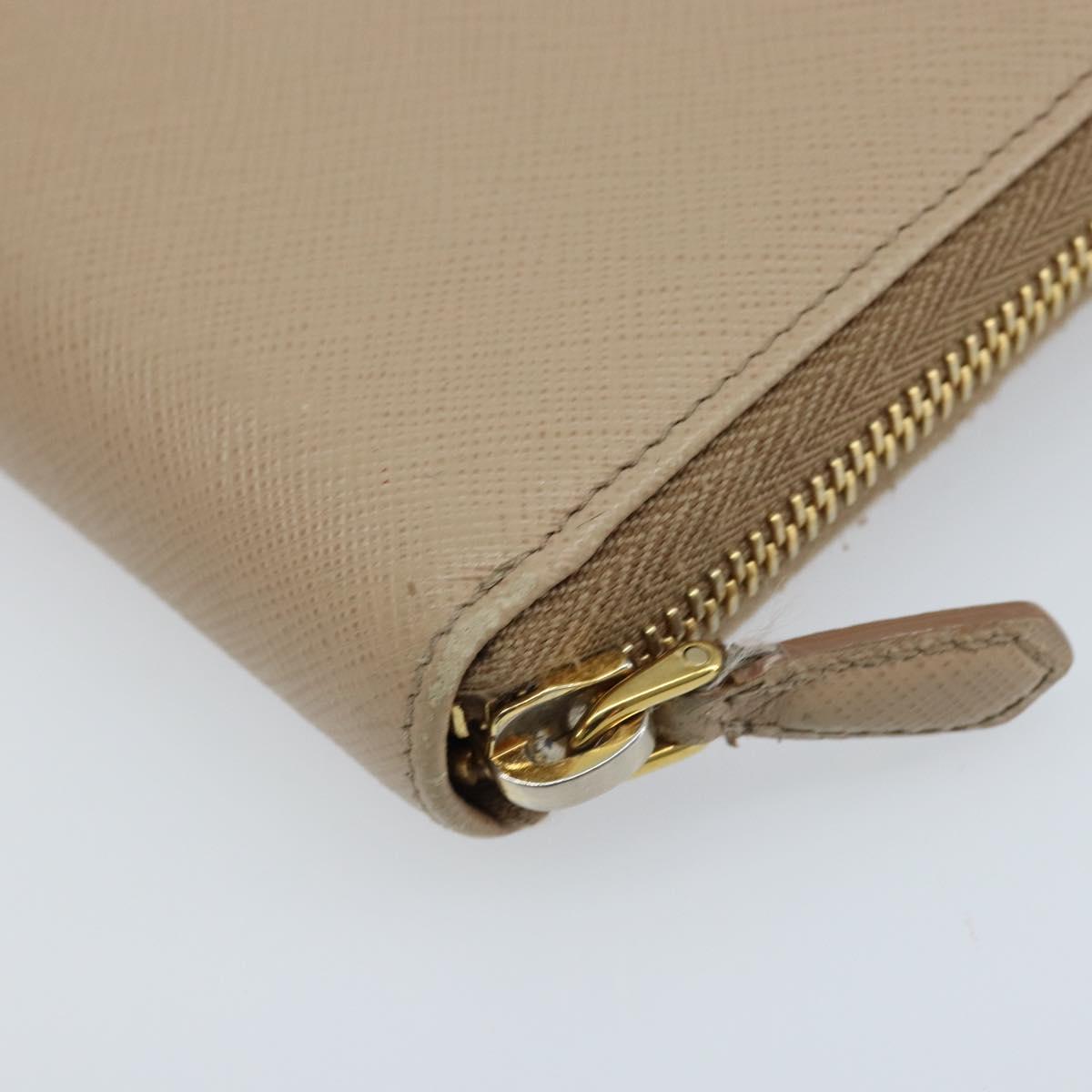 PRADA Ribbon Long Wallet Safiano leather Beige Gold Auth fm5266