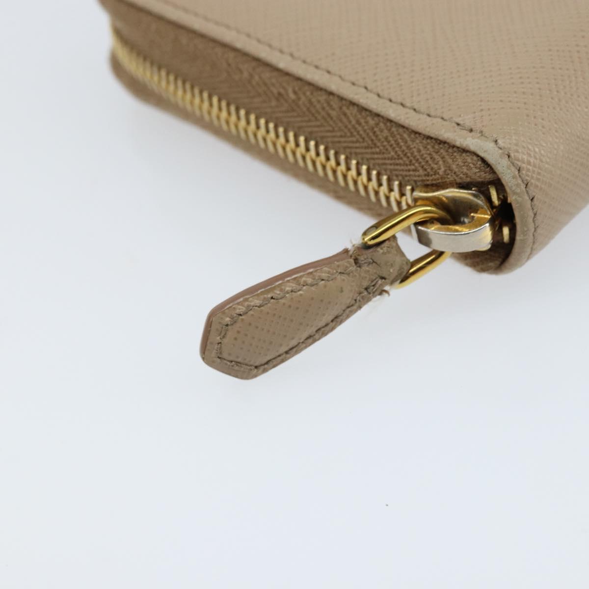 PRADA Ribbon Long Wallet Safiano leather Beige Gold Auth fm5266