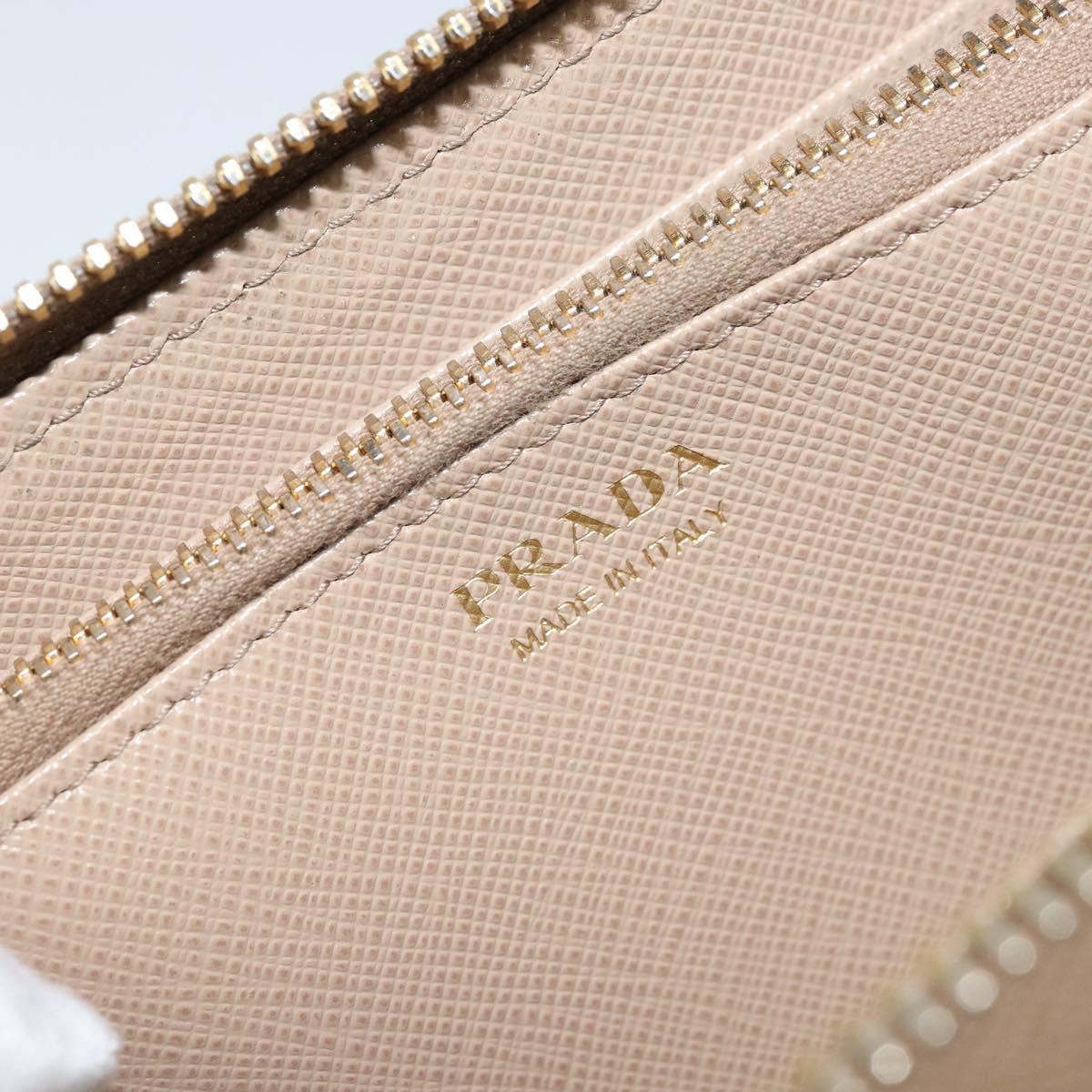 PRADA Ribbon Long Wallet Safiano leather Beige Gold Auth fm5266