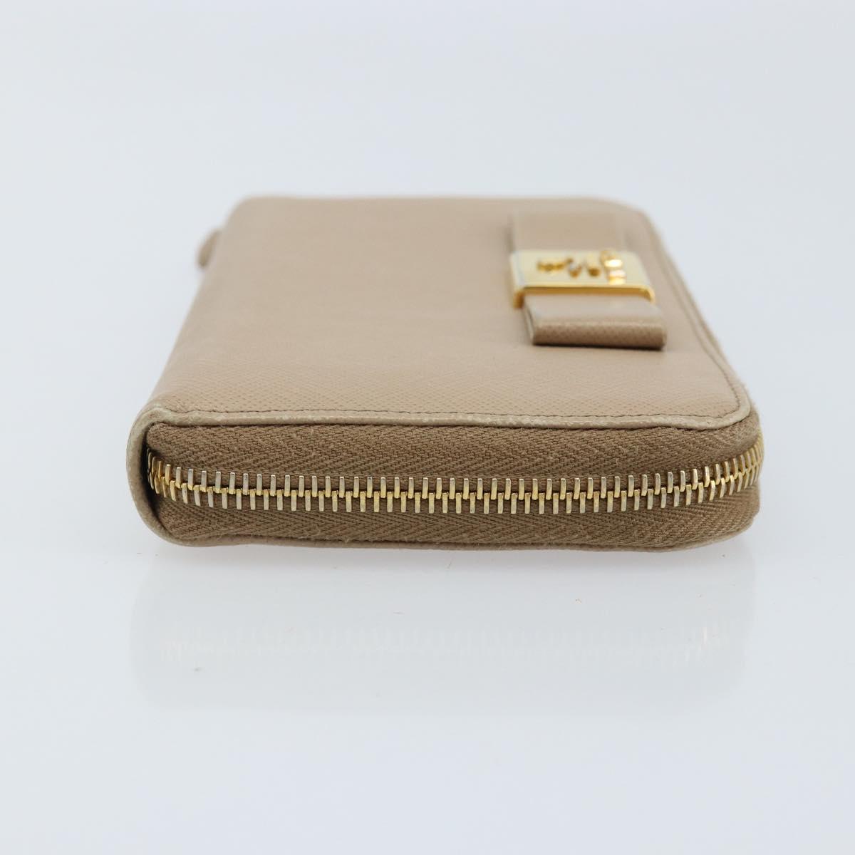 PRADA Ribbon Long Wallet Safiano leather Beige Gold Auth fm5266