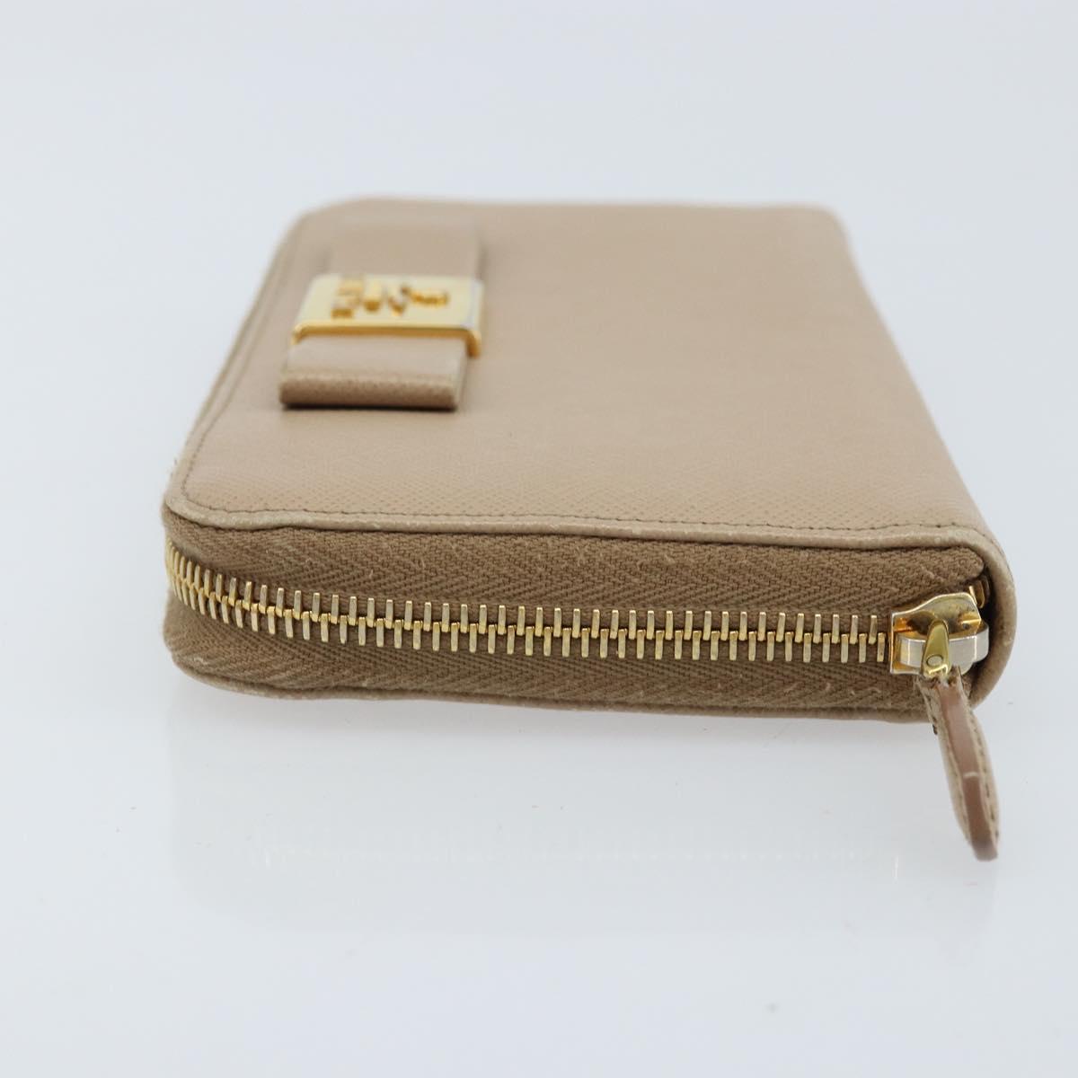 PRADA Ribbon Long Wallet Safiano leather Beige Gold Auth fm5266