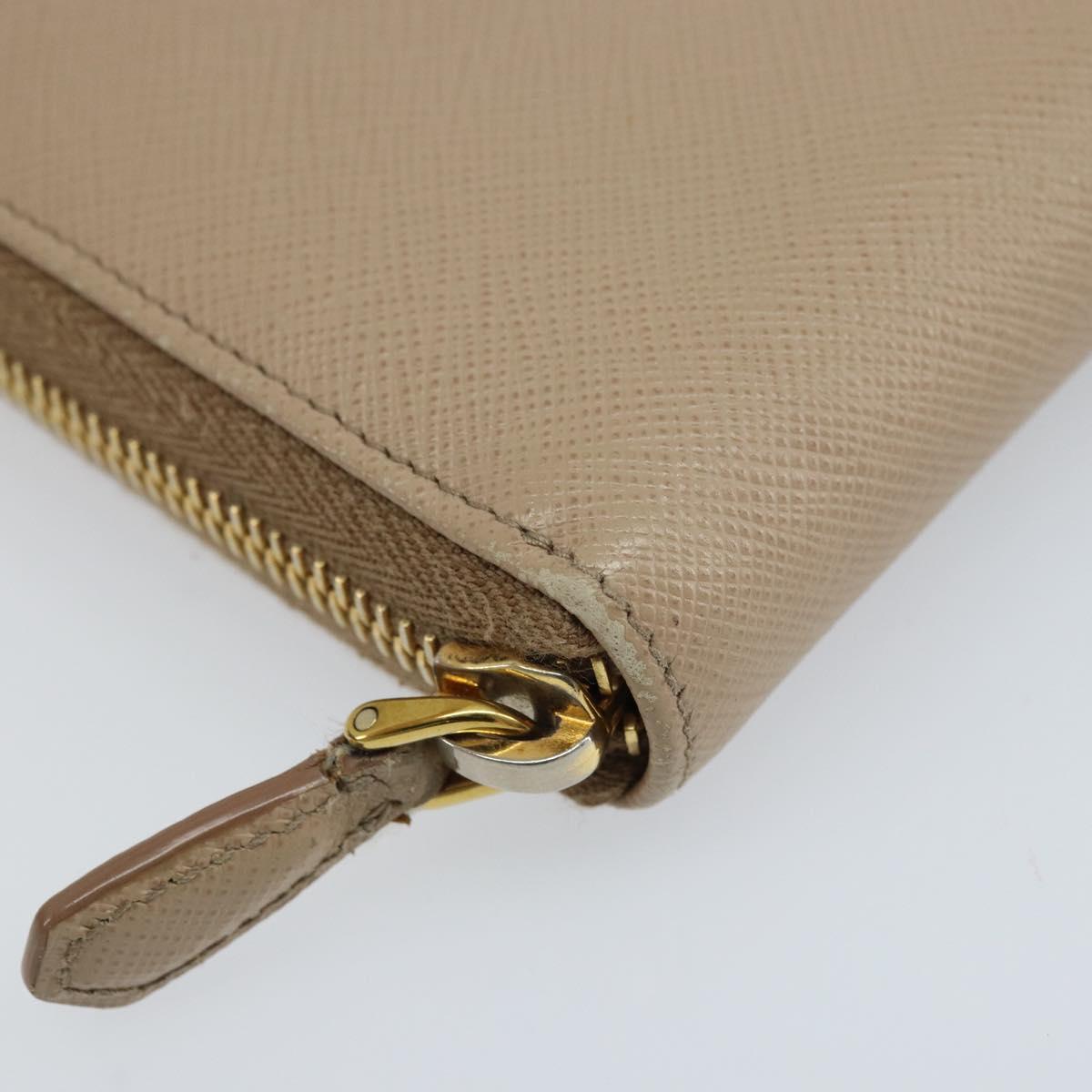 PRADA Ribbon Long Wallet Safiano leather Beige Gold Auth fm5266