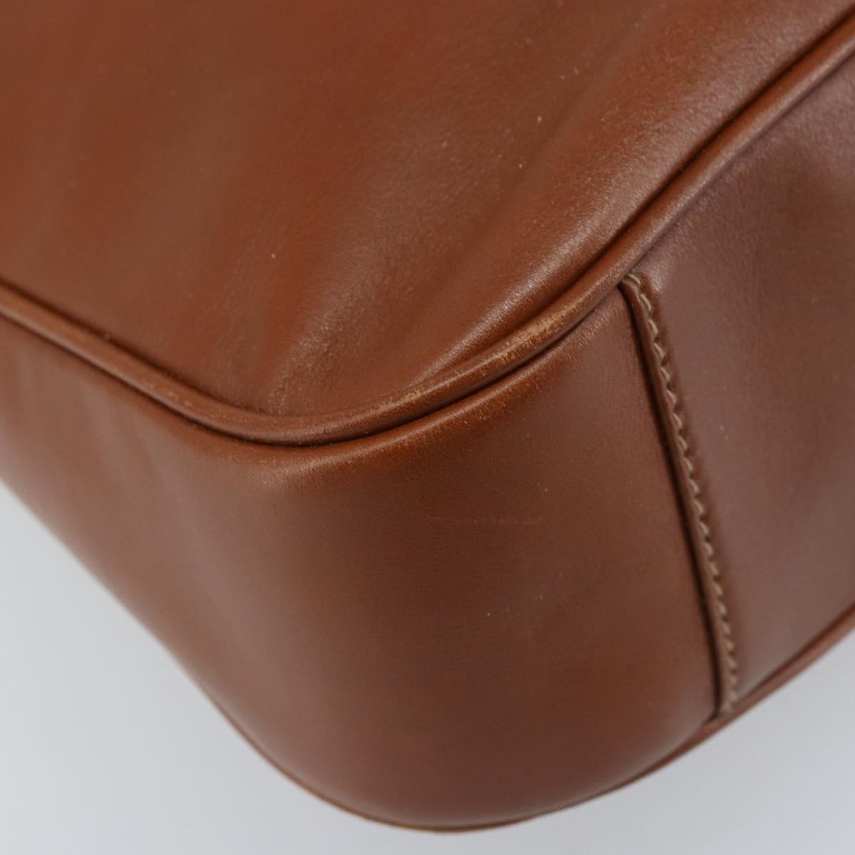 GUCCI Bamboo Hand Bag Leather Brown Gold Auth fm5270