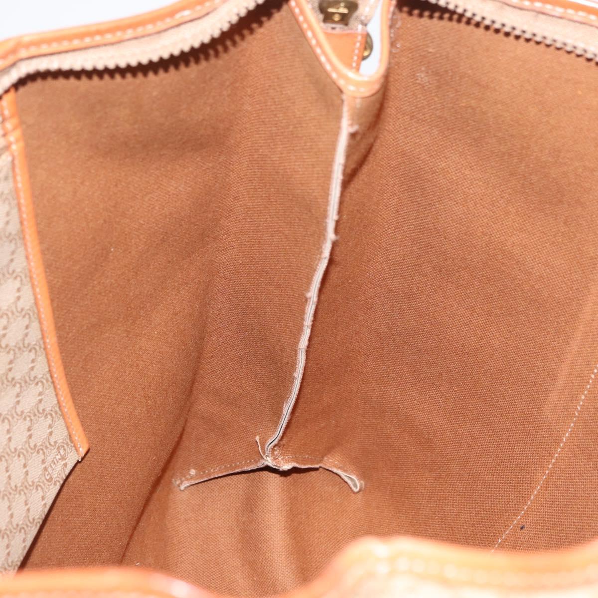 CELINE Macadam Canvas Tote Bag PVC Beige Gold Auth fm5278