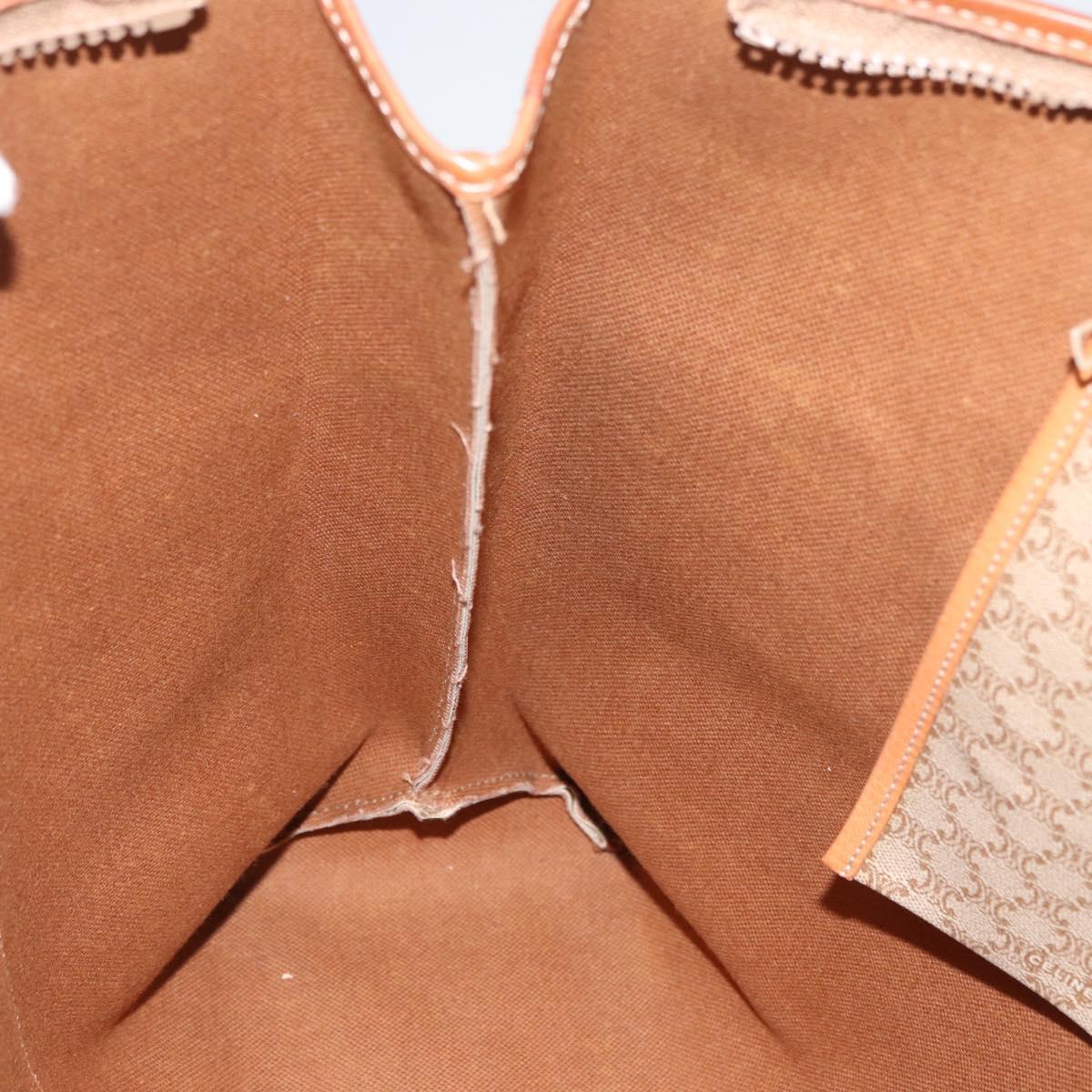 CELINE Macadam Canvas Tote Bag PVC Beige Gold Auth fm5278