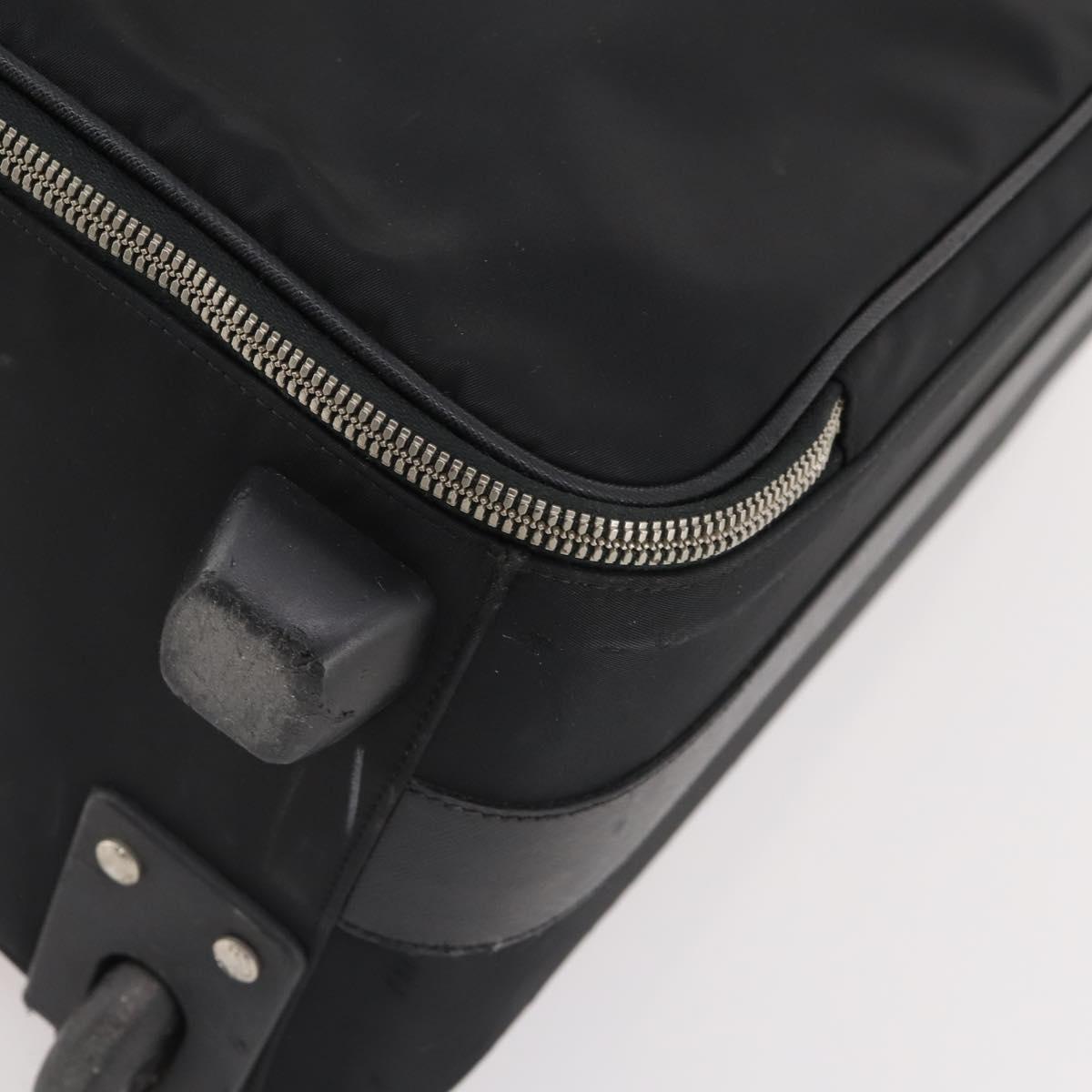 PRADA Carry Case Trunk Nylon Black Silver Auth fm5302