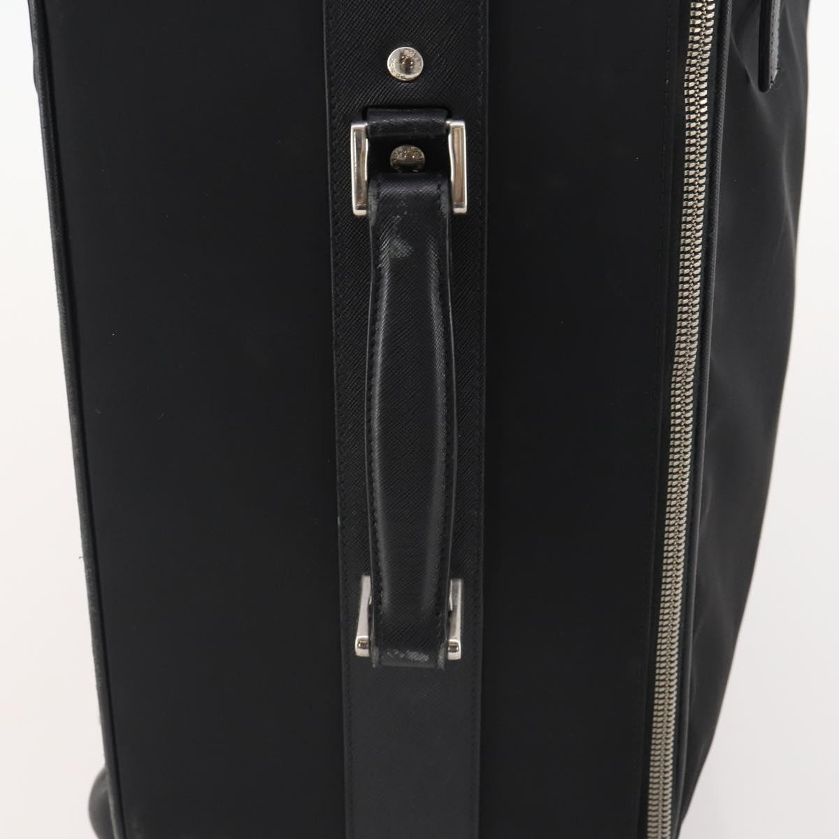 PRADA Carry Case Trunk Nylon Black Silver Auth fm5302