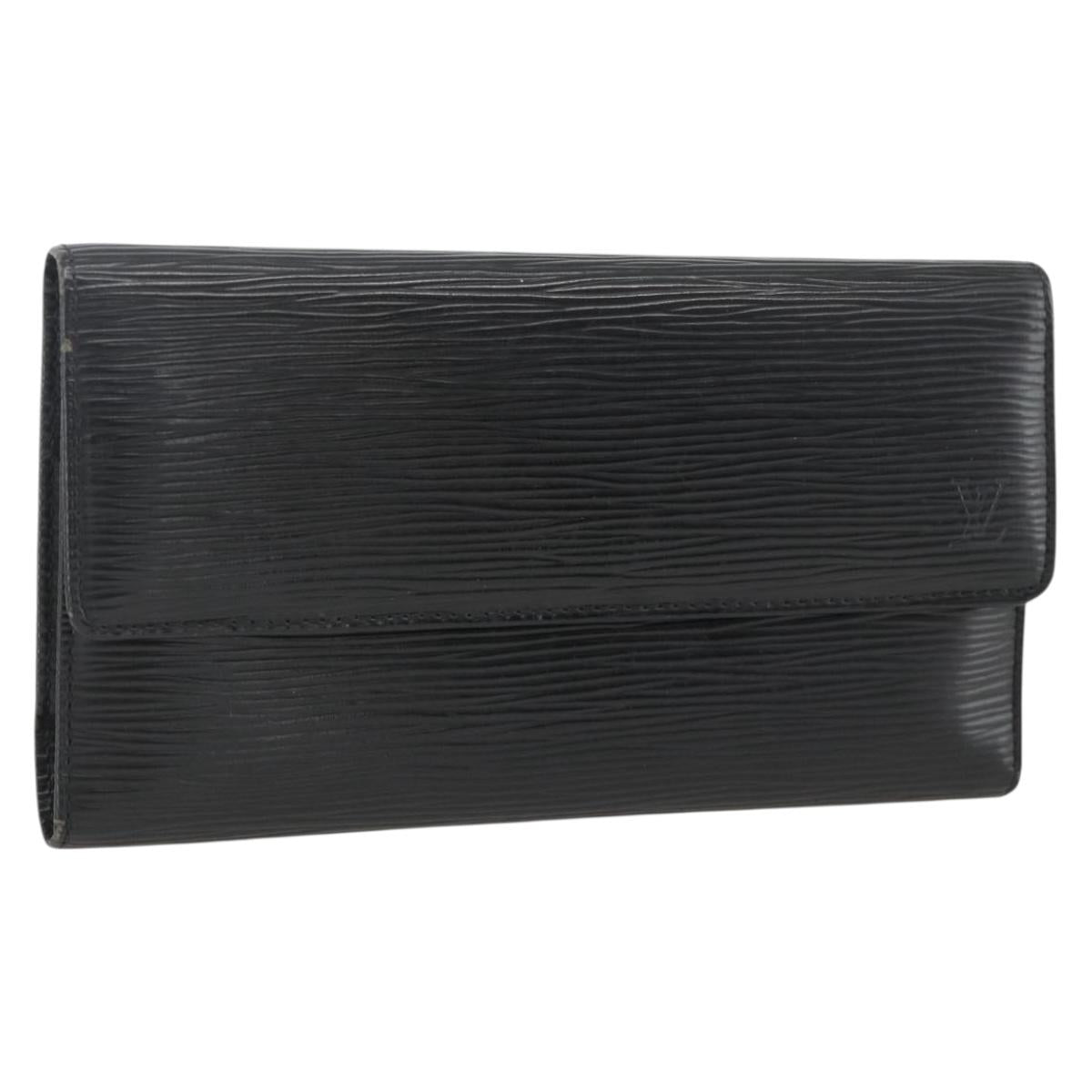 LOUIS VUITTON Epi Porte Tresor Long Wallet Black M63382 LV Auth fm5305