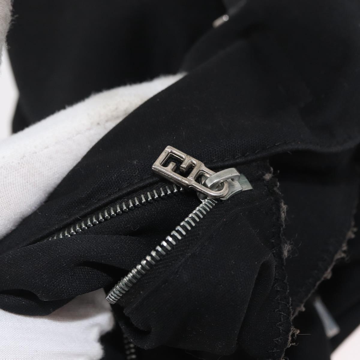 FENDI Tote Bag Nylon Black Silver Auth fm5308